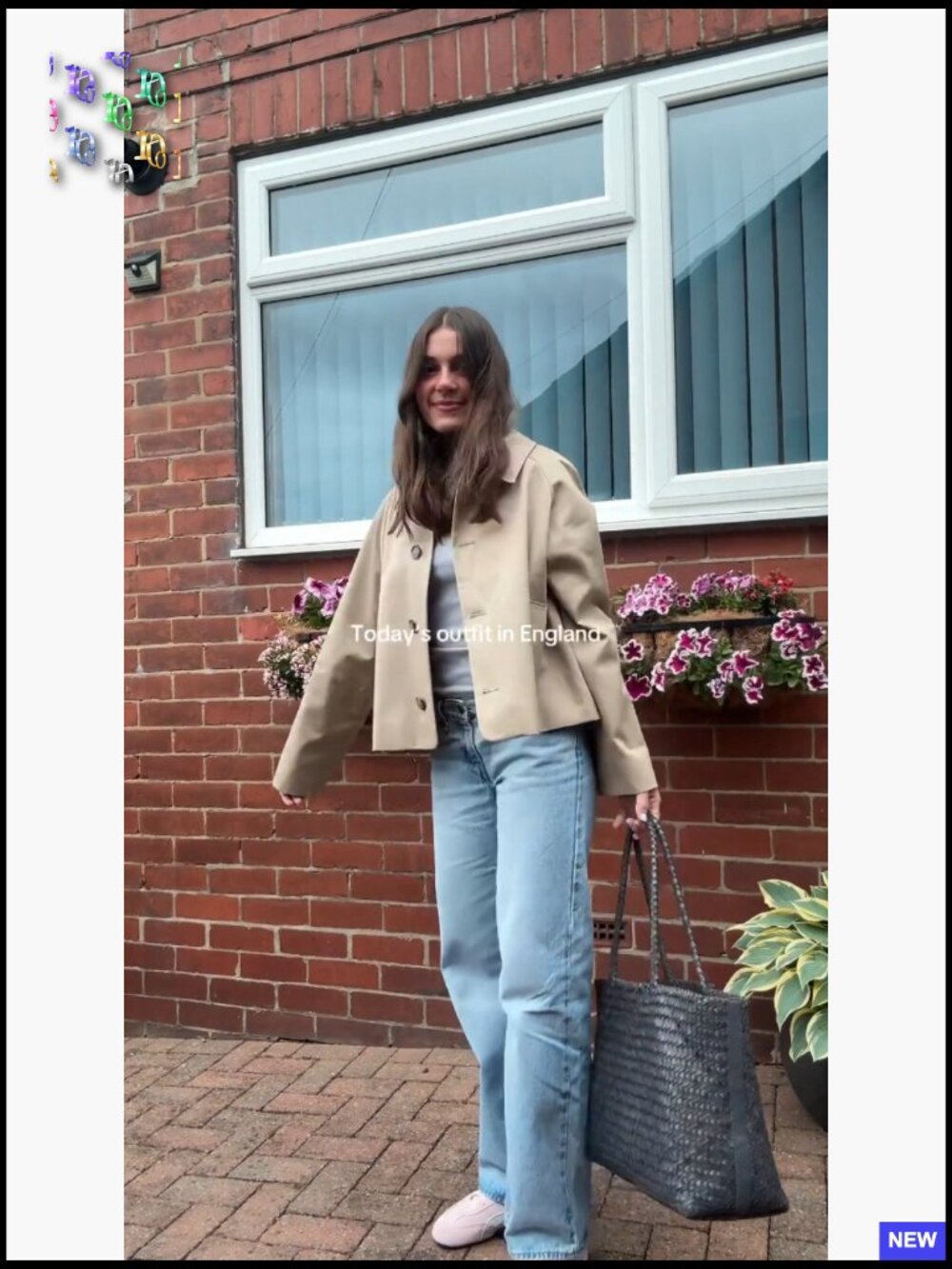 Oversize Trench Coat Plaid Lining Lapel Button Down Casual Crop Jacket with - Picture 7 of 7